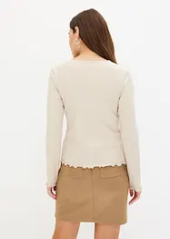 Ribbet topp med V-hals, bonprix