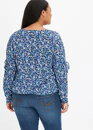 Mønstret bluse med volang, bonprix