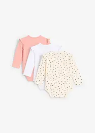 Babybody i økologisk bomull med rysjer (3-pack), bonprix