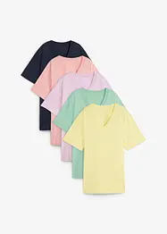 Vid lang topp med V-utringning, kort arm (5-pack), bonprix