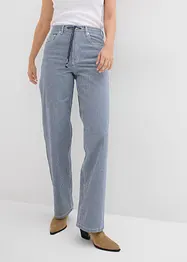 Loose Straight-jeans, High Waist, stripemønster, bonprix