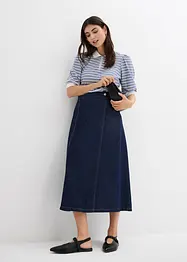 Jeansskjørt i omslagsmodell,  supersoft, bonprix