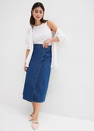 Jeansskjørt i omslagsmodell,  supersoft, bonprix