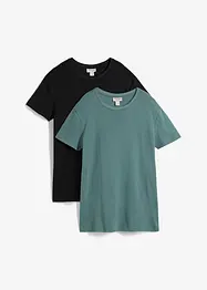 T-skjorte i ribbemateriale, Slim Fit (2-pack), bonprix
