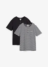 Henley T-skjorte (2-pack) i ren økologisk bomull, bonprix