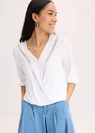 Omslagstopp med 3/4-lange ermer og blonder, bonprix