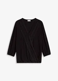 Omslagstopp med 3/4-lange ermer og blonder, bonprix