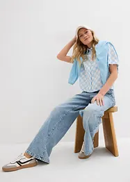 Kortermet bluse med rutemønster, bonprix