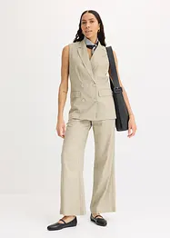 Ermeløs blazer med lin, bonprix
