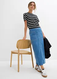 Jeansskjørt Mid Waist, midi-lengde, bonprix