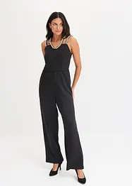 Jumpsuit i trikotmateriale med strass, bonprix