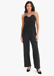 Jumpsuit i trikotmateriale med strass, bonprix