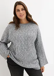 Oversized genser med flettemønster, bonprix