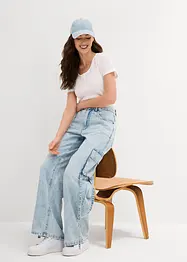 Cargo-jeans Mid Waist, Low Stretch Full Length, bonprix