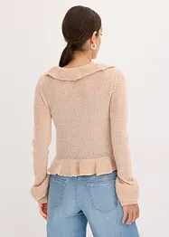 Finstrikket cardigan med rysjer, bonprix