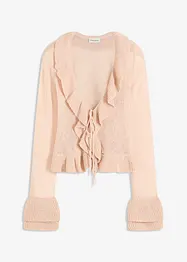 Finstrikket cardigan med rysjer, bonprix