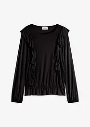 Trikotbluse med volanger, bonprix