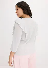 Topp med lurex, volanger ved skuldrene og 3/4-lange ermer, bonprix