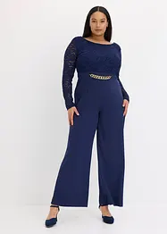 Jumpsuit med blonder og kjede-detalj, bonprix