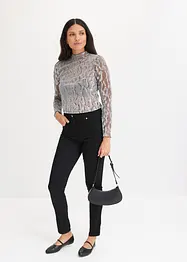 Langermet topp med glitter-detalj, bonprix