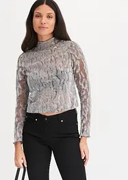 Langermet topp med glitter-detalj, bonprix