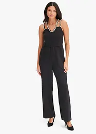 Jumpsuit i trikotmateriale med strass, bonprix