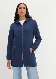 Lang sweatjakke med glidelåslommer, bonprix