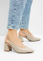 Slingback-pumps i skinn, bonprix