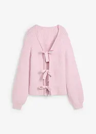 Grovstrikket cardigan med sløyfer, bonprix