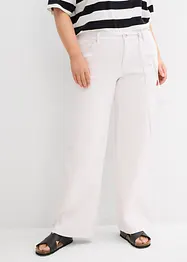 Wide Leg-jeans, Mid Waist, med belte, bonprix