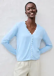 Finstrikket cardigan med silke, bonprix