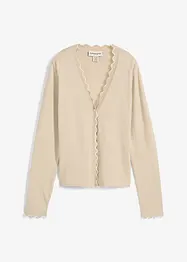 Finstrikket cardigan med silke, bonprix