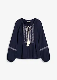 Oversized bluse med broderi, bonprix