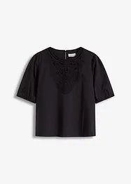 Kortermet bluse med blonder, bonprix