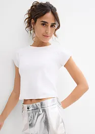 Ribbet topp i kort modell, bonprix