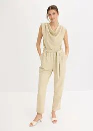 Jersey jumpsuit med skulderpolstring, bonprix