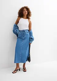 Jeansskjørt Mid Waist, midi lengde, Super Soft, bonprix