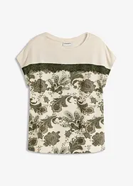 Topp med blondebånd og paisley-print, bonprix