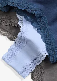 Brazilian-truse i ribbet materiale med økologisk bomull og blonder (4-pack), bonprix