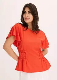 Jerseytopp med smock, bonprix