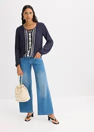 Bluse med broderi, bonprix