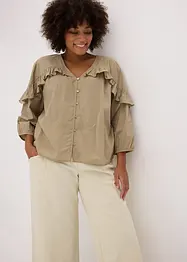 Bluse i lett materiale med volanger, bonprix
