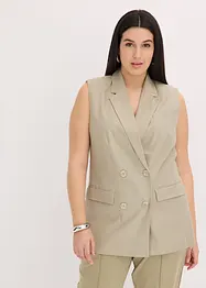 Ermeløs blazer med lin, bonprix