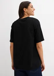 Topp av krepp med hullbroderi, bonprix