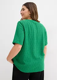 Topp av krepp med hullbroderi, bonprix