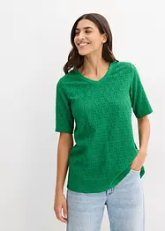 Topp av krepp med hullbroderi, bonprix