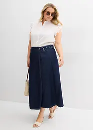 Jeansskjørt i omslagsmodell,  supersoft, bonprix