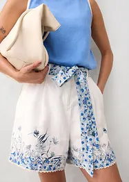 Shorts i ren lin med blomsterprint, bonprix