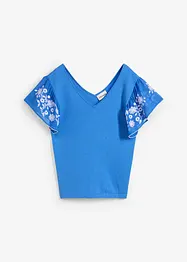 Strikket topp med silke og ermer i chiffon, bonprix