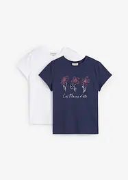 Basic T-skjorte med trykk (2-pack), bonprix